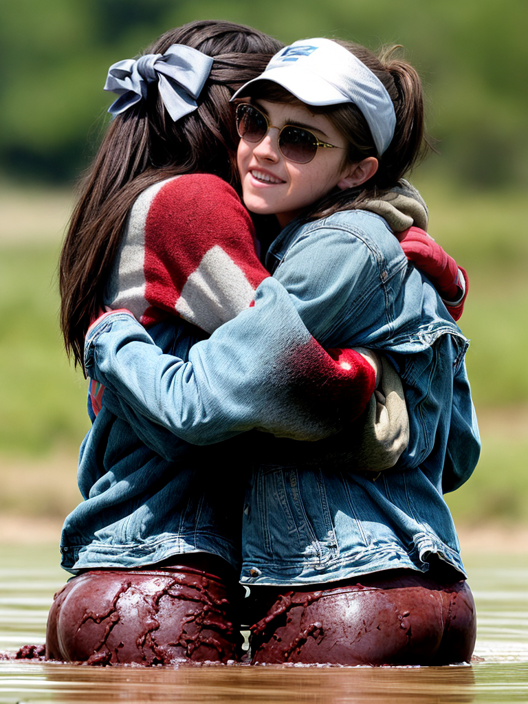 Ai Image Generator - Ai Art Generator - High Quality and 100% Unique Images  - iPic.Ai Emma Watson hugging Selena Gomez back bodies covered in mud