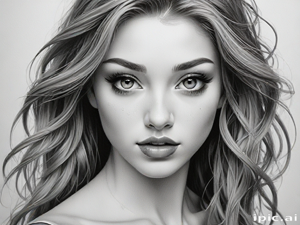 A Captivating Portrait of a Young Woman with Flowing Hair and Striking ...