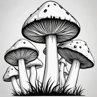 mushroom clipart black and white