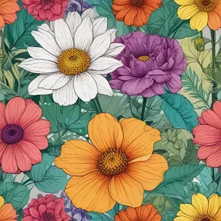 color drawing flowers