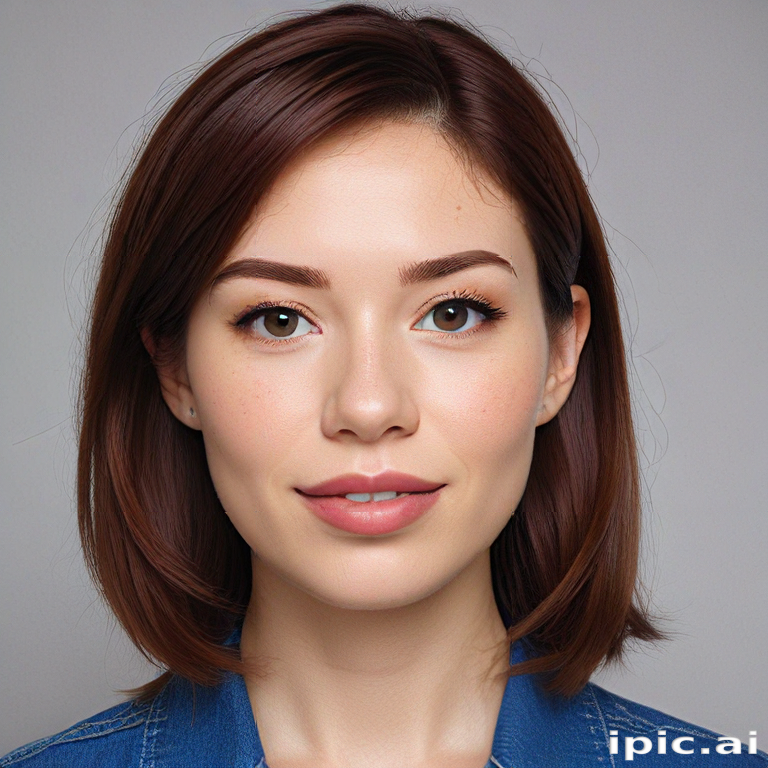 Close-Up Portrait of a Young Woman with Natural Makeup and Hair