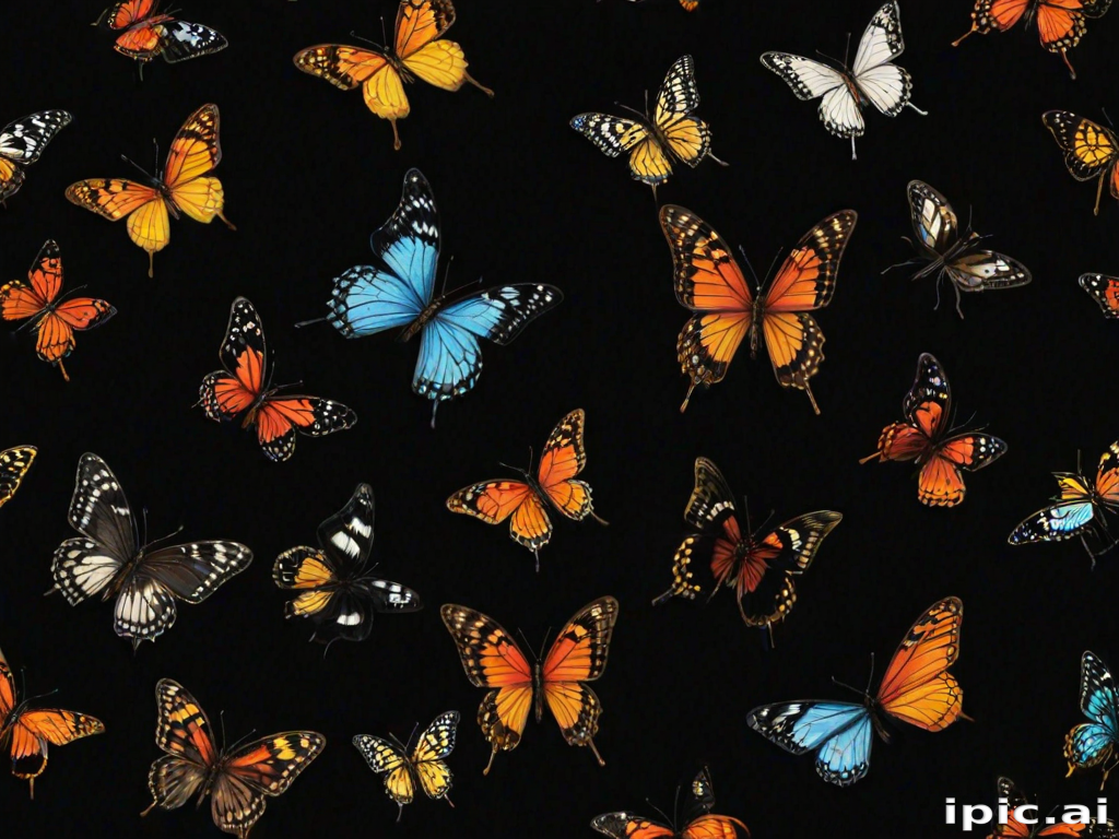 butterflies in black background