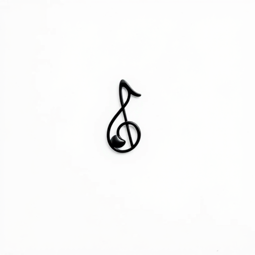 Create a high-resolution vector graphic of a single musical note, using a DSLR camera shot at f/4, 1/160s, ISO 100, with a shallow depth of field, top-down view, and a clear white background to enhance contrast and clarity.