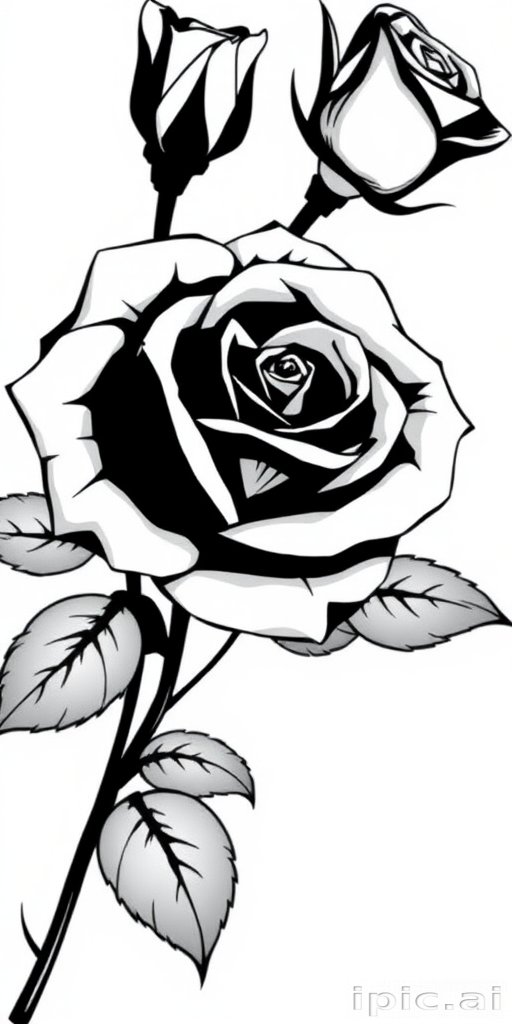 black and white rose clip art