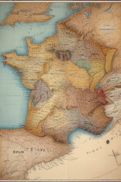 Detailed Historical Map of France Highlighting Regions and Geographical ...