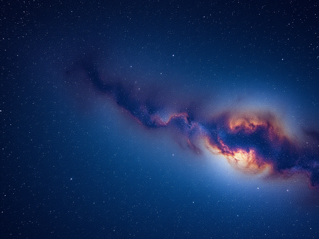 Generate a high-resolution image of a cosmic scene featuring a starry sky with swirling galaxies and nebulae, captured with a Canon EOS R5 at f/1.8, ISO 400, shutter speed 15 seconds, shot from a wide-angle view, using a astrophotography style.
