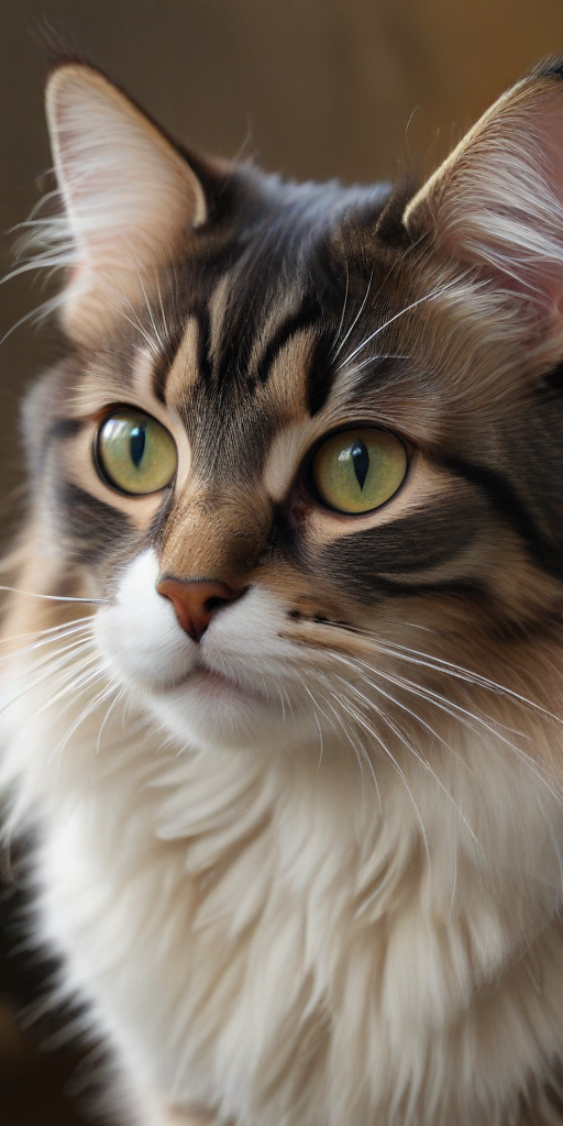 Close-Up Portrait of a Majestic Cat with Striking Green Eyes
