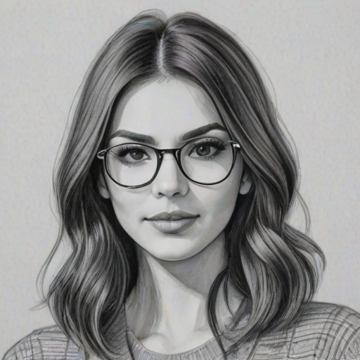 Comely Victoria Justice, pencil sketch, portrait of Graceful woman 1929s in glasses, hair style beatnik, outline, clear lines, fine lines, 8k