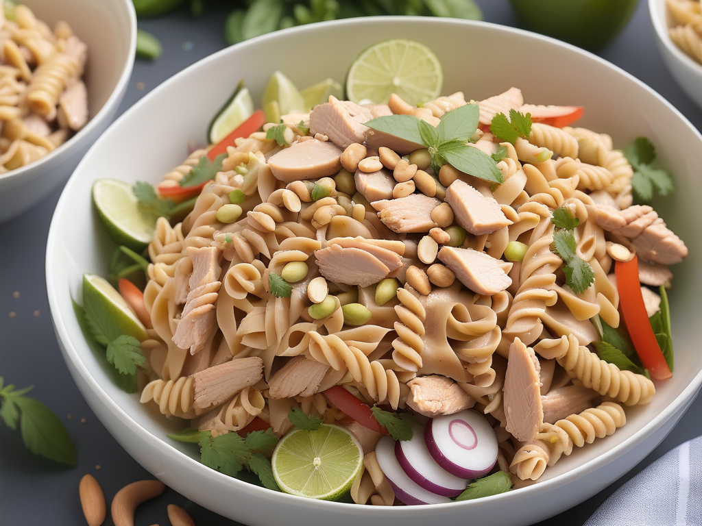 thai peanut chicken pasta salad