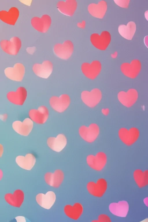 Colorful Hearts Floating Against a Soft Gradient Background of Love