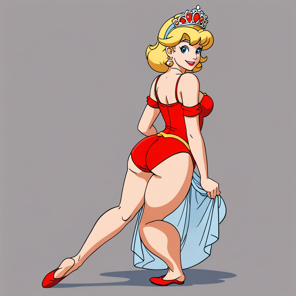 Free Ai Image Generator - High Quality and 100% Unique Images -  —  Cinderella from the cartoon as princess peach from the cartoon dressed in  red harem see through underwear. Feet
