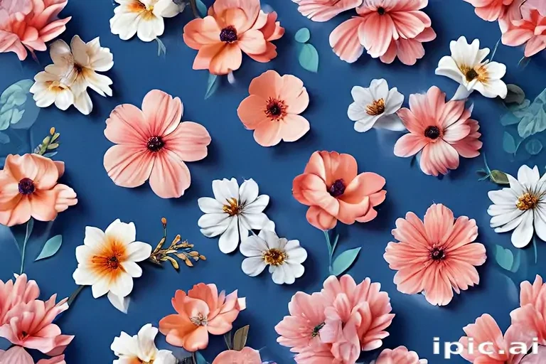 blue background with flowers