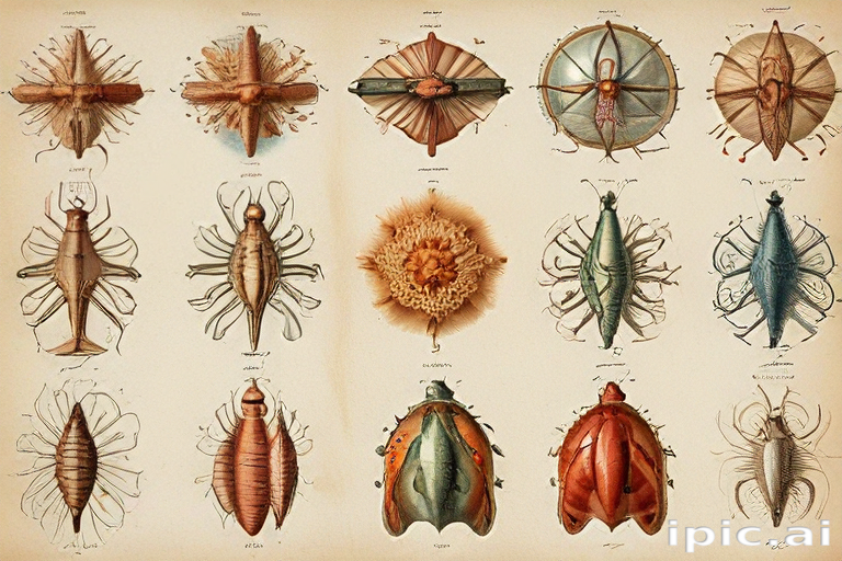 Detailed Illustrations of Various Entomological Specimens from ...