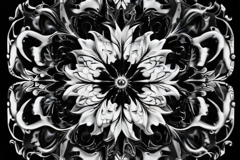Intricate Black and White Floral Design with Elegant Swirls and Patterns