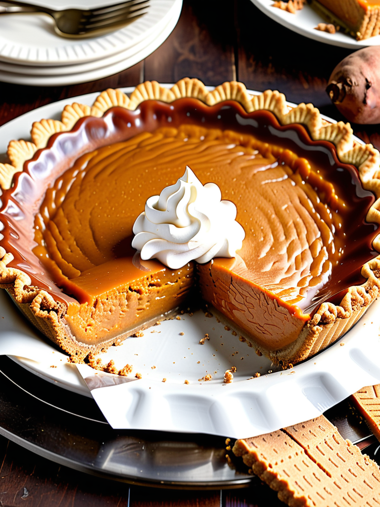 sweet potato pie on graham cracker crust