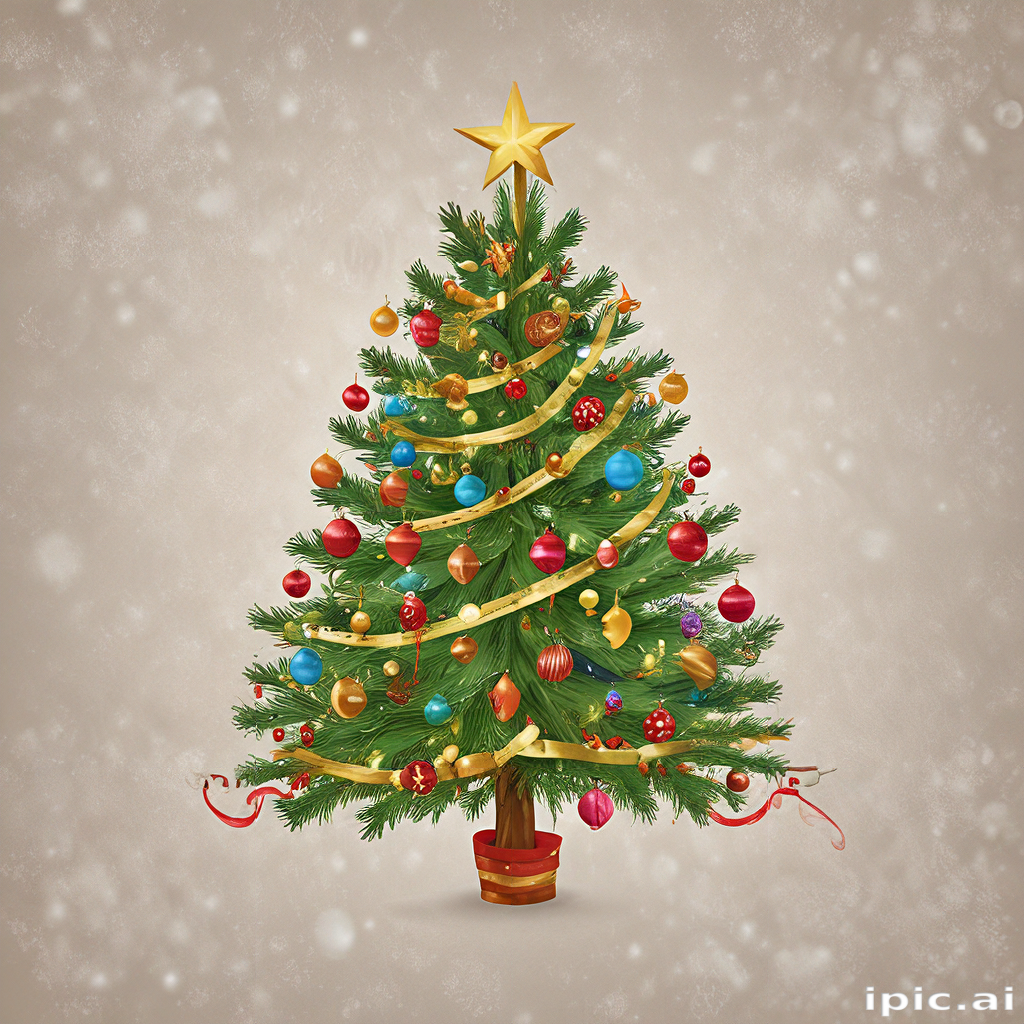 Festively Decorated Christmas Tree with Colorful Ornaments and Star Topper