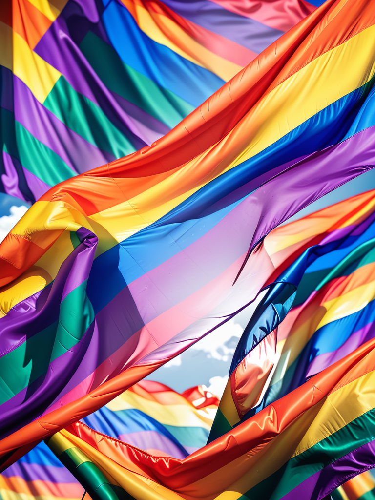 Vibrant Flags in Motion Celebrating Diversity and Love in Unity.