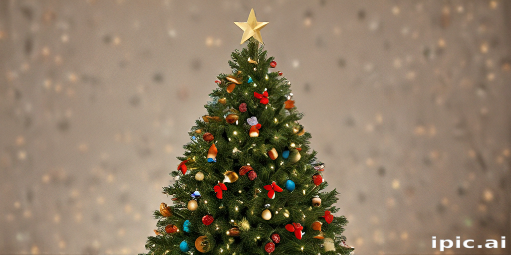 Festively Decorated Christmas Tree with Star and Colorful Ornaments ...