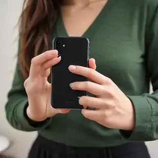 holding phone