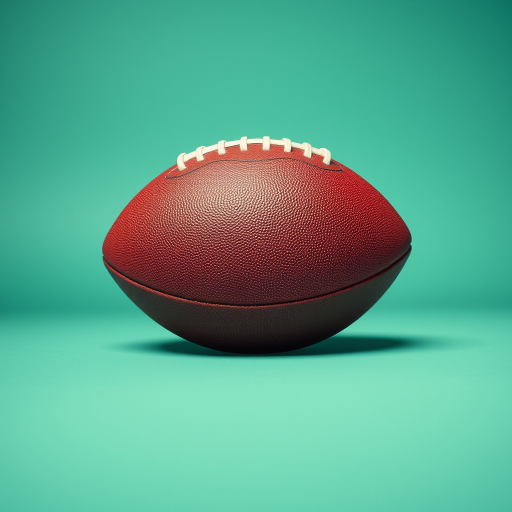 Create a high-resolution image of an American football centered on a solid background, using a Canon EOS R5, aperture f/2.8, shutter speed 1/250s, ISO 100, shot from a low angle with a shallow depth of field for a more dynamic look.