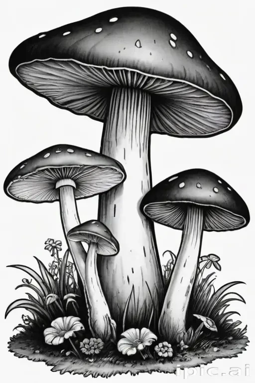 mushroom clipart black and white