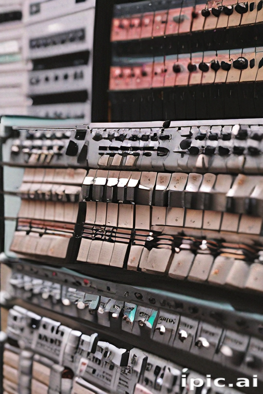 Close-Up of a Vintage Audio Equipment Rack Filled with Controls and Knobs