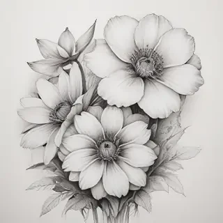 pencil drawn flowers