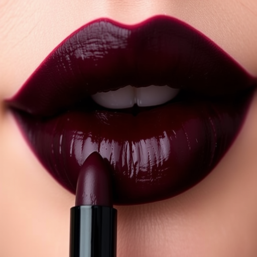 Black cherry lip stain named "Gothic Romance," delivering a deep, vampy color that fades to a flattering burgundy tint
