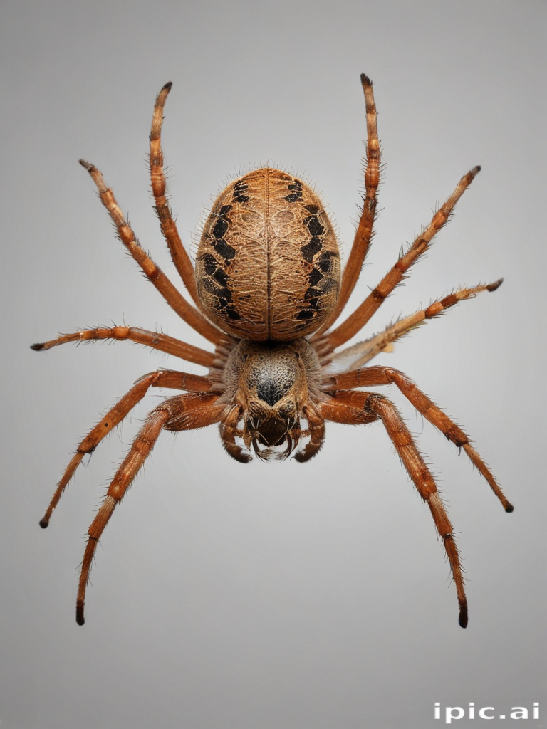 A Close-Up View of a Brown Spider with Intricate Patterns on Its Back