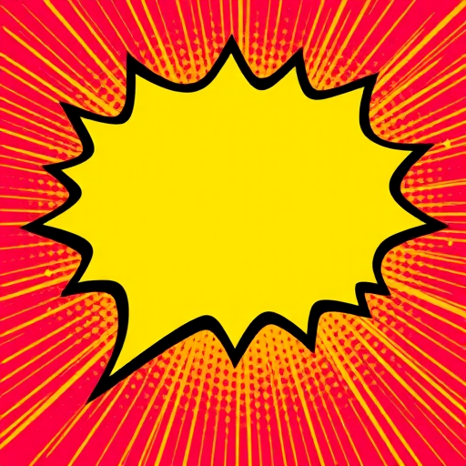 create an image of a comic-style speech bubble with sharp, jagged edges and a vibrant, contrasting background, shot with a DSLR camera using a 50mm lens at f/2.8, ISO 100, and a shallow depth of field for a clean, focused look.