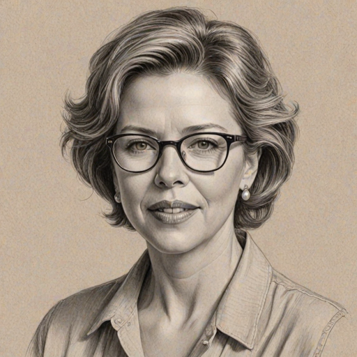 Wonderful Annette Bening, pencil sketch, portrait of Ravishing woman 1951s in glasses, hair style beatnik, outline, clear lines, fine lines, 8k