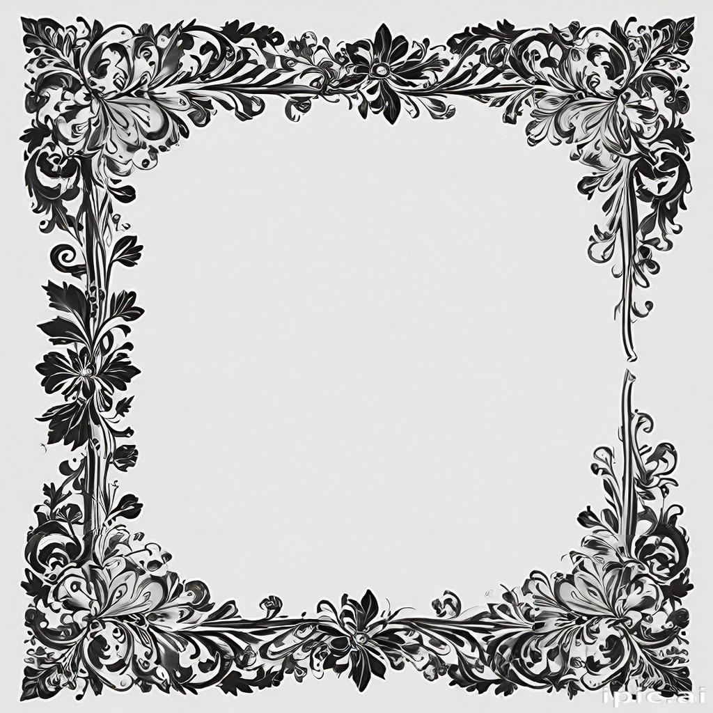 Elegant Black and White Floral Border Design for Creative Projects and ...