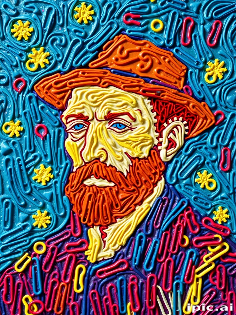recreate a famous “van Gogh” painting ,using only colored paperclips instead of paint