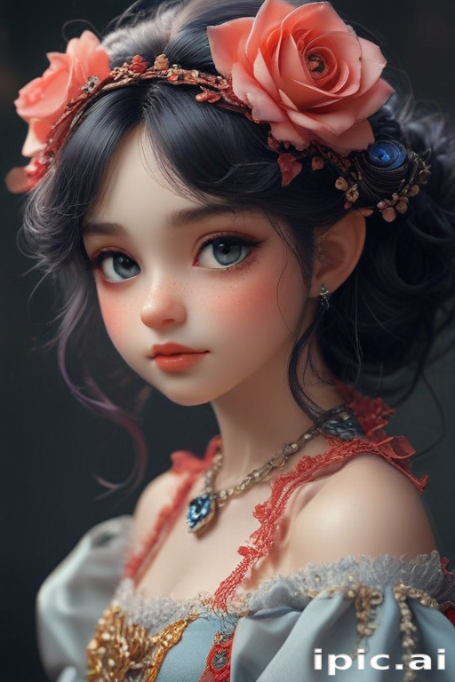 Enchanting Portrait of a Young Woman Adorned with Flowers and Jewelry