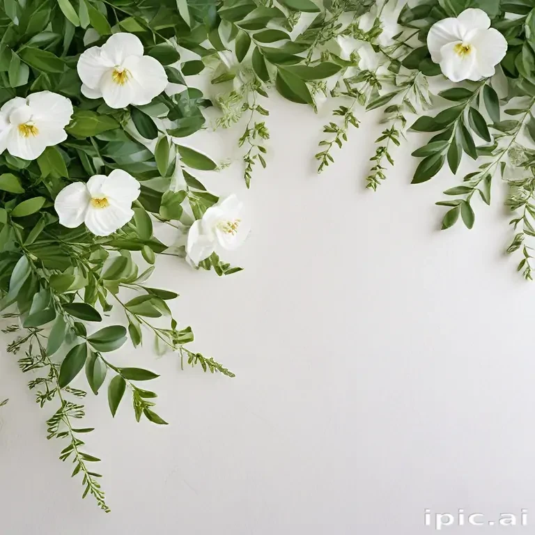white and greenery background