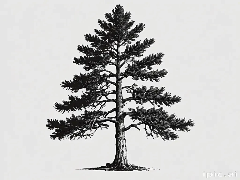black and white pine tree clipart