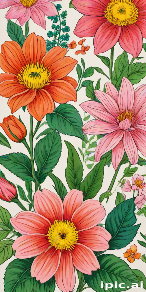 color drawings of flowers