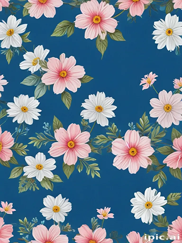 blue background with flowers