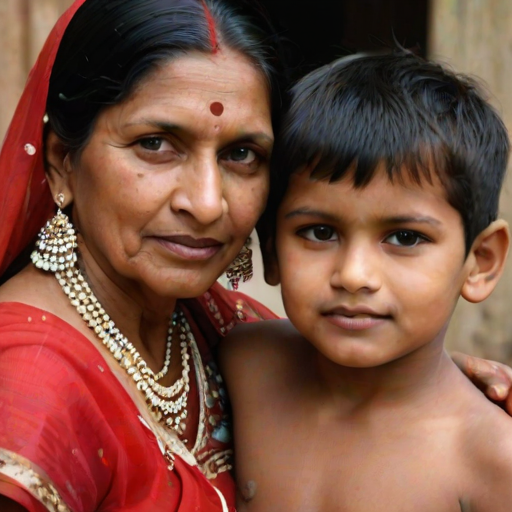 mom and son indian