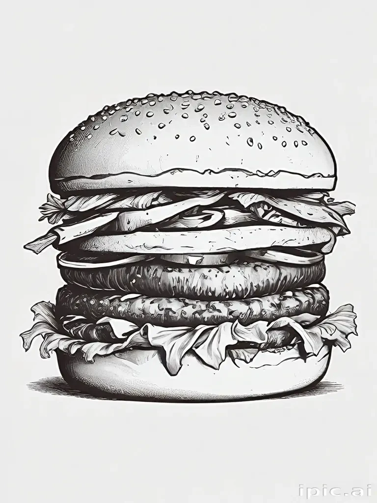 burger clipart black and white