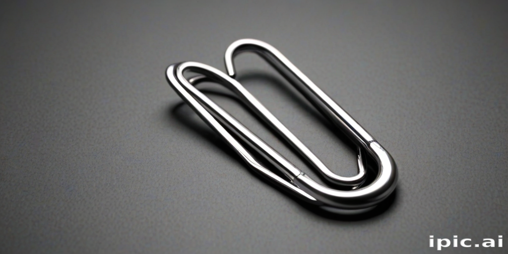 A Close Up View Of A Single Silver Paper Clip On A Gray Surface 