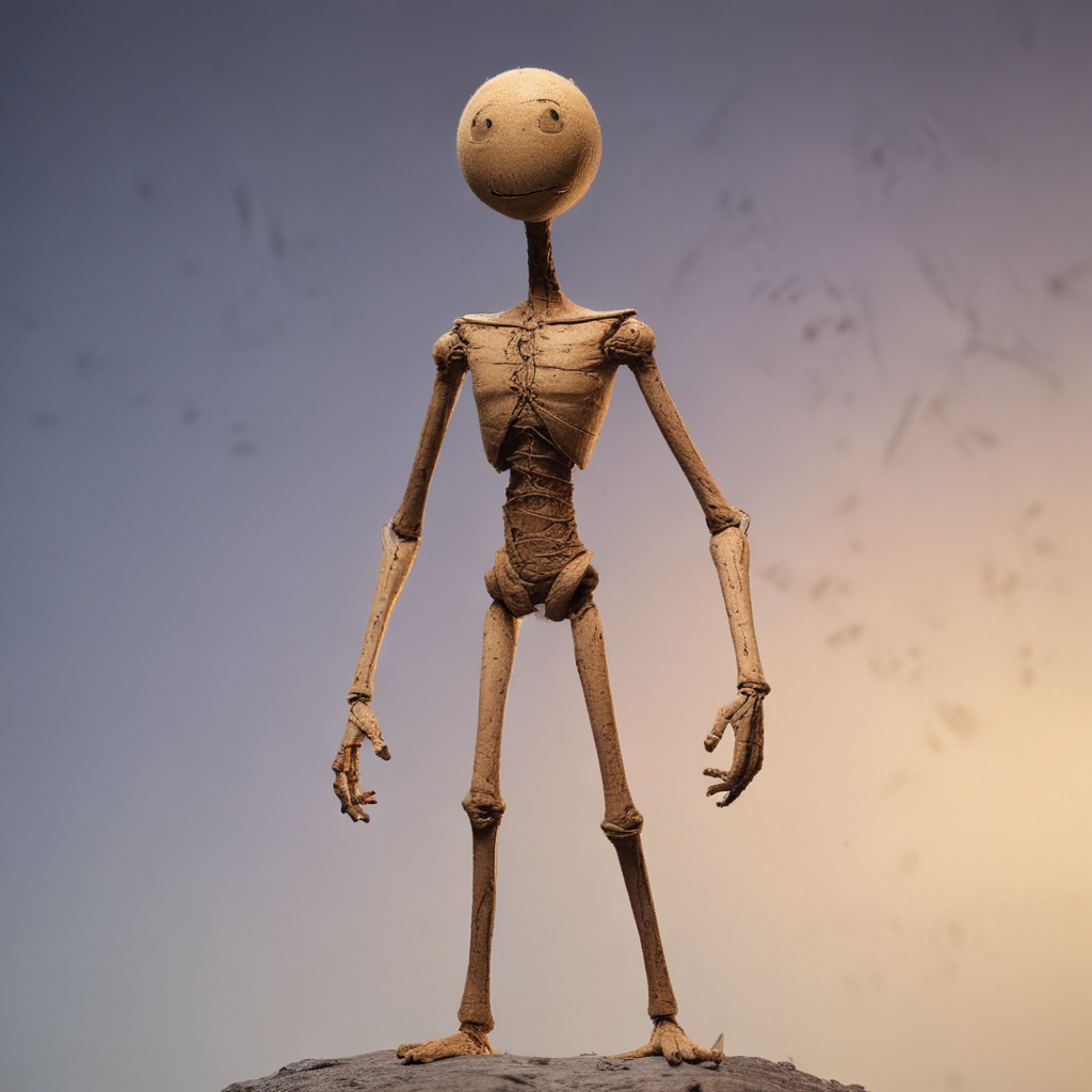 Staight Puppet Whimsical Wooden Puppet Standing Proudly Against a Soft Gradient Background