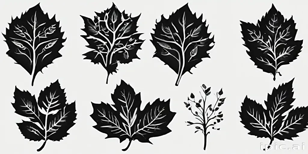 black and white leaf clip art